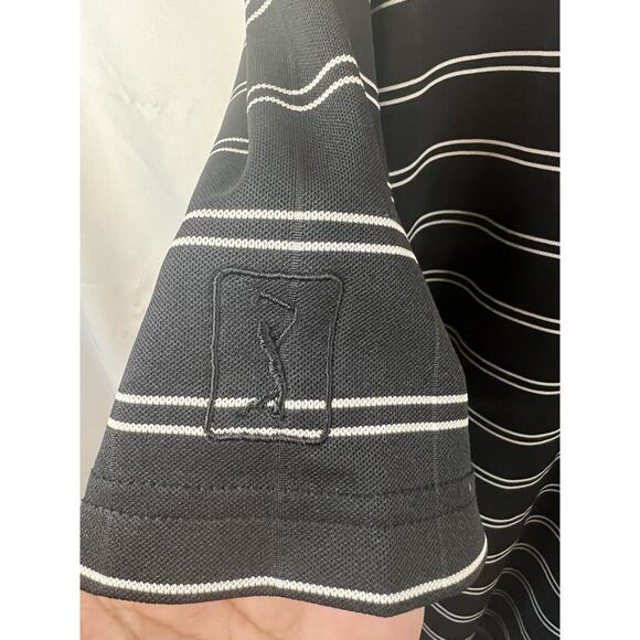 PGA Tour-Golf Polo Shirt, Mens XXL, 3 Button Collar, Black/White Short Sleeves - Picture 5 of 5